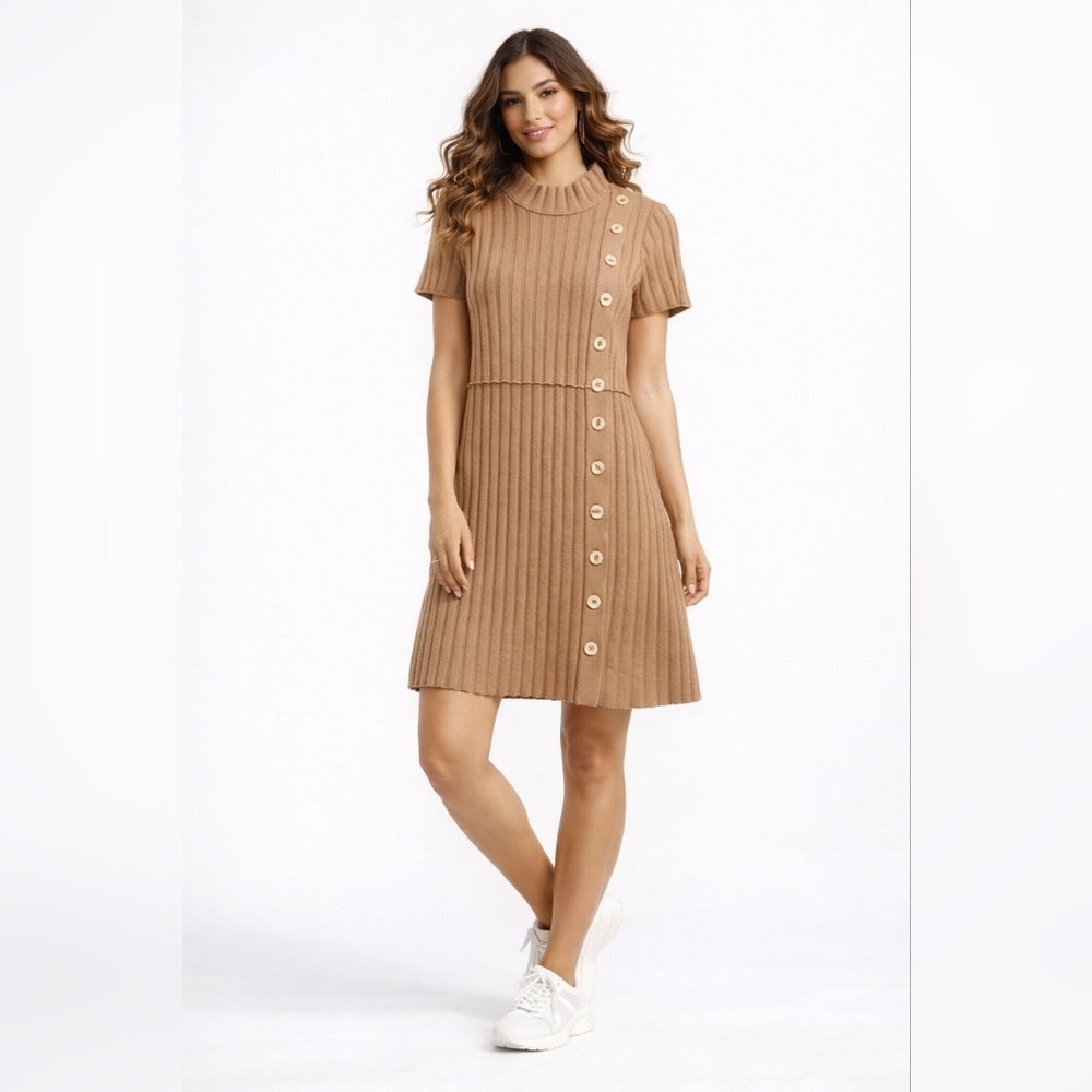 Free People Ribbed Button Sweater Dress – Medium